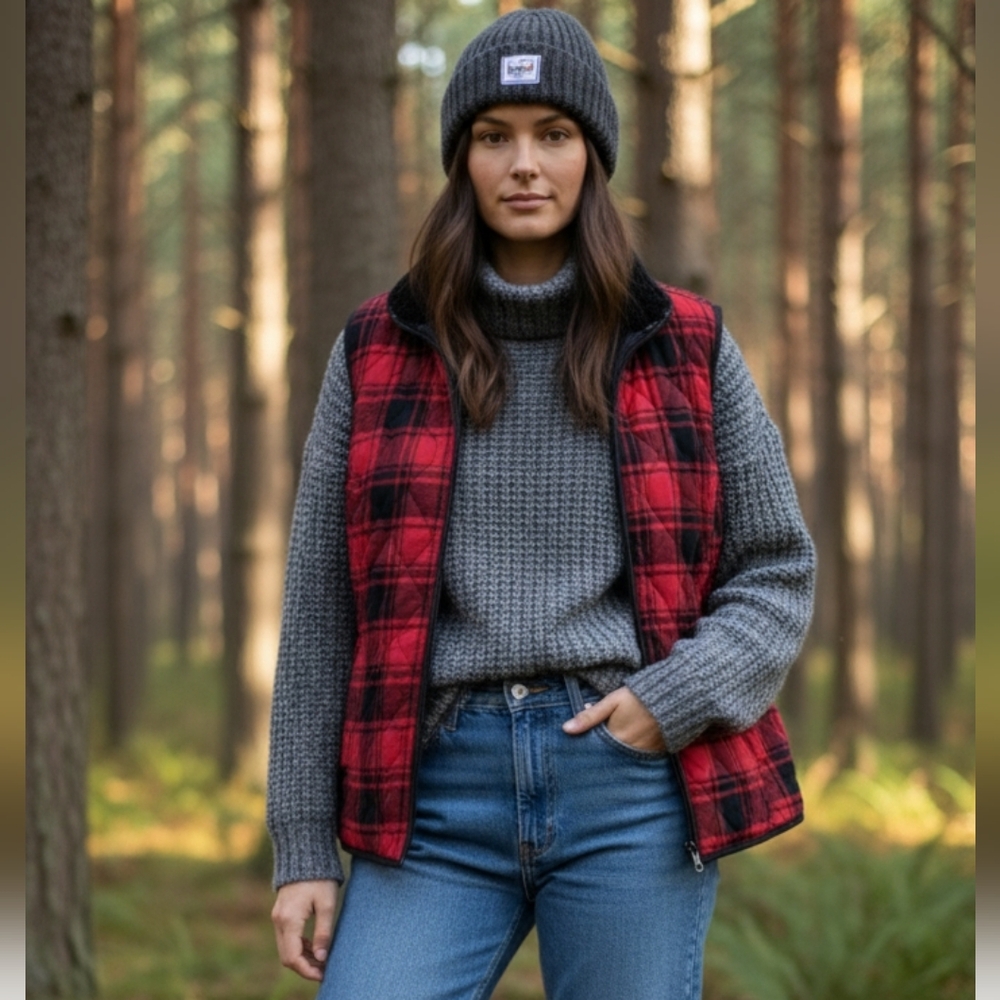Northern Reflections Red Buffalo Plaid Vest